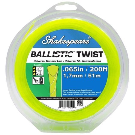 SHAKESPEARE Ballistic Trimmer Twist Line, 0065 in Dia, 200 ft L 17242